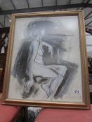 A framed and glazed nude study signed Lewis Davies '96