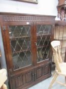 An oak lead glazed book case