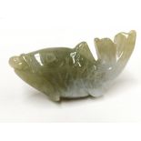 A Chinese grade A apple green jadeite jade fish motif pendant. 21,34 grams, 51.2 x 21.8 x 12.