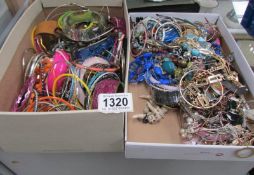 2 boxes of assorted costume jewellery