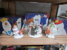 3 boxed Coalport 'The Snowman' figures