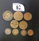 A quantity of Austrian 1800's copper coins including half Kreuzer and 4 kreuzer coins