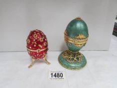 Two 20th century Faberge style eggs