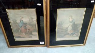 A pair of 18th/19th century coloured engravings by Bartolozzo entitled 'The Country Girl Going to