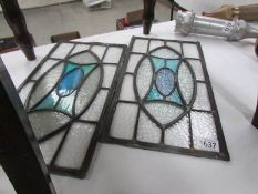 2 stained and leaded glass panels