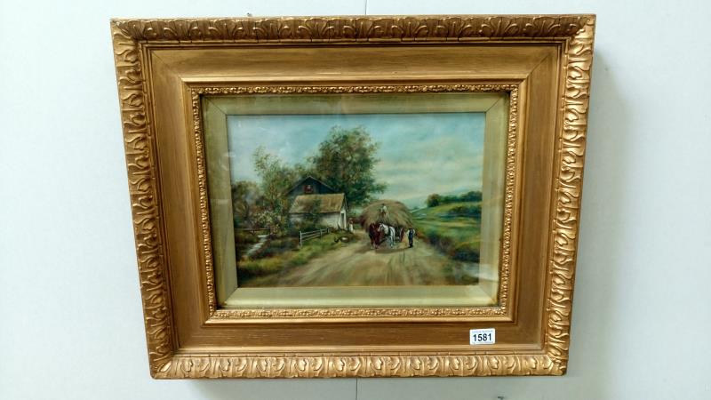 A 19th century oil on canvas rural scene signed M.P.