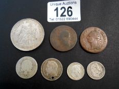 France - 1 sol 179? (poor), 2 silver 50 centimes 1848, silver 1842,