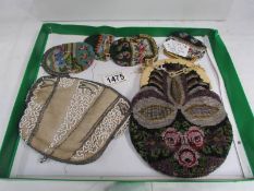 6 19th century bead work purses,