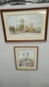 2 framed and glazed limited edition prints of Lincoln Cathedral by R G Barton