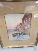 A framed and glazed Dutch watercolour initialled D B