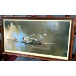 A large framed and glazed print of a Mark V Vickers Supermarine Spitfire by Barrie A.F.