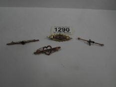 4 9ct gold Victorian bar brooches