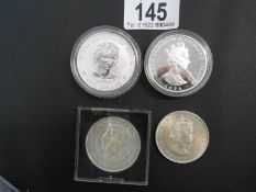 A silver 1 dollar Cook Island 1997, 50 pence Falklands 1996,