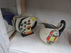 A Lorna Bailey Mayflower jug and a Pagoda Gardens jug,
