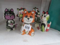 6 Lorna Bailey cat figures