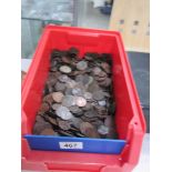 A box of scrap copper coins, George III onwards,