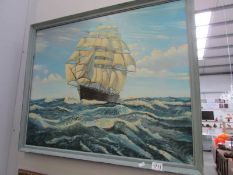 An original oil on canvas painting of a clipper under full sail