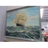 An original oil on canvas painting of a clipper under full sail