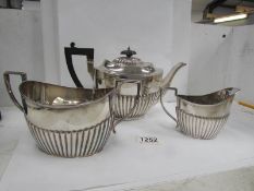 A hall marked silver 3 piece tea set,