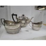 A hall marked silver 3 piece tea set,