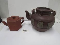 A Yixing large clay teapot and a 19th century Yixing teapot (signed)