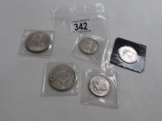 USA silver 'Peace' dollars, 1923/1925, 2 'Kennedy' half dollars, 1963, 1967,