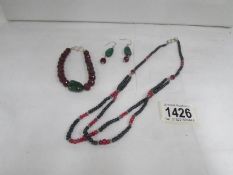 A garnet and jade necklace,