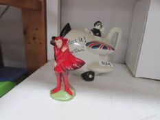 A Carlton ware aeroplane teapot and a Carlton ware Mephisto figure