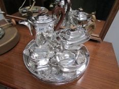 A silver plate tea set