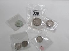 Sweden silver 3 x half franc 1928, rare 1934 and 1946, 1 franc 1964, 2 francs 1948,