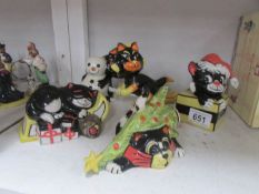 5 Lorna Bailey cats including Christmas themed