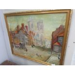 An oil on board Lincoln scene