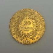 An 1851 French 20 franc coin