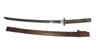 A possible 17th century Japanese sword, Izumi No Kami Fijiwara Kunisada, removable parts signed,