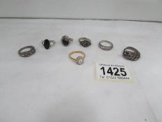 7 dress rings including at least 2 silver