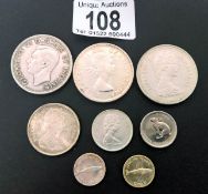 Canada silver 2 x 10 cents 1967, 5 cents 1967, 25 cents 1967, 50 cents 1967, 1 dollar 1939,