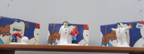 3 boxed Coalport 'The Snowman' figures