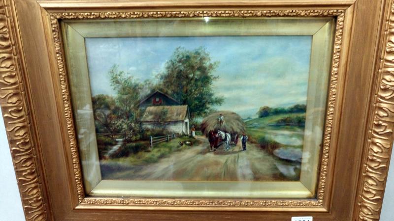 A 19th century oil on canvas rural scene signed M.P. - Image 2 of 4