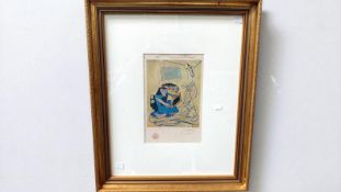 A framed and glazed Pablo Picasso print entitled 'Femmes Dans Un Interieur', possibly artist proof,