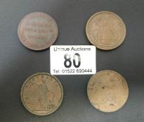 4 old Australian state pennies