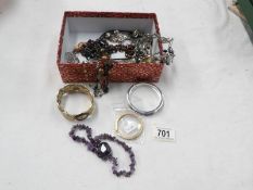 A mixed lot of costume jewellery including silver gilt earrings,