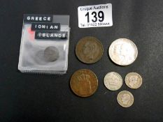 Greece - 2 x Olepta 1845 and 1882A, silver 2 lepta 1874, half drachma 1834,