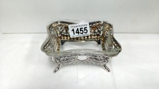 A continental silver (800) silver trinket dish with glass liner