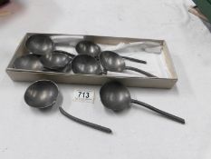 8 early pewter spoons,