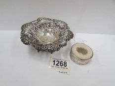 A silver sweetmeat dish (86 grams) and a silver napkin ring,