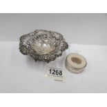 A silver sweetmeat dish (86 grams) and a silver napkin ring,