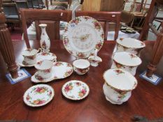 A collection of Royal Albert Old Country Roses including clock,