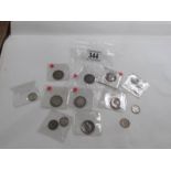 USA 7 silver quarter dollars 1876 - 1952 and 7 dimes 1916 - 1970