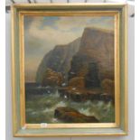 A large oil on canvas of cliffs by Fredric Gray