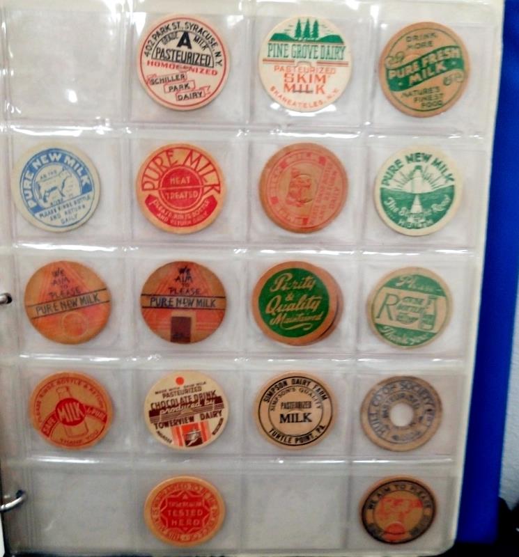 A folder of milk bottle tops, fruit pickers tokens, - Image 3 of 12